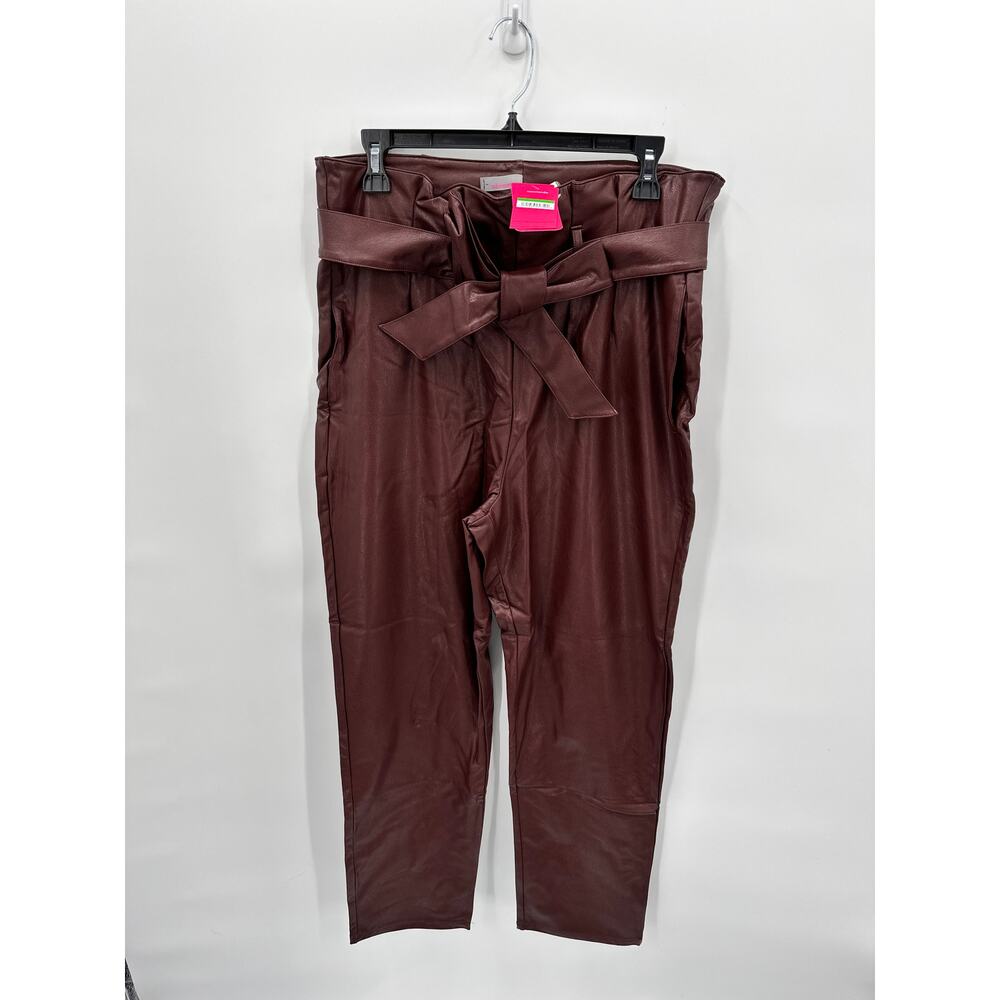 COMMANDO NWT Faux Leather Paperbag Pants in Oxblood // L - Picture 7 of 14
